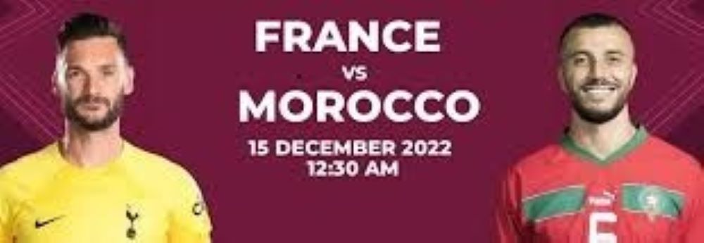 France vs Morocco Semi-final Clash: France Defeated Morocco to Enter in Final Game France vs Morocco Semi-final Clash Today. Captains of both France and Morocco are looking in the pamphlet and in the midle the dtails of the match including date and venue are visible