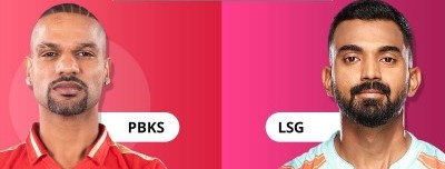 2023 Indian Premier League (2023 इंडियन प्रीमियर लीग) in Hindi IPL 2023 PBKS vs LSG captains are shown in the image.